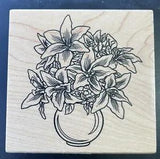 Inkadinkado Lilies In Vase Rubber Stamp Wood Flowers Lily Easter 60-00243 3x3???