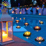 MAKUMARI Lotus Floating Lanterns - Set of 10 Beautiful Large 7 Inch Artificial F