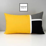 Sunflower Yellow Sunbrella Outdoor Pillow Cover, Decorative Color Block Pillow Cover, Modern Grey Yellow & Black Cushion Cover, Mazizmuse