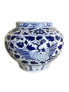 Superb Chinese Yuan Style  Vase W/Peonies /Phoenix  Flowers 11" H