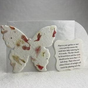 Seed Paper Butterflies 3"w x 2.85"h #24s Recycled Pink Flower Petals set of 24 with glassine envelope and planting guide