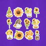 Set Of 12 Sunflower Gnomes Stickers Minis 2