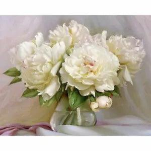 Peony Vase Oil Painting By Numbers Propylene Abstract Linen Canvas Home Decors