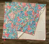 Lilly Pulitzer Tropical Beach Sheet Towel 40??? x 72??? Punk Blue Green Floral EUC