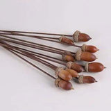 5PCS Natural Dried Flower Acorns Fruits Branch Ornament Home Festival Decoration