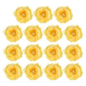 30Pcs Artificial Flower Head Fake Flowers Heads Bulk Silk Peony Heads Yellow