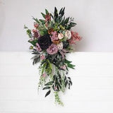 Dusty rose wedding bouquet, blush pink bridal bouquet, black dusty pink bouquet