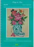 ?? Peony Bouquet in Blue Ming Vase Floral Cross Stitch Design Chart Leaflet