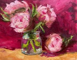oil painting original flowers peonies 11x14 pink floral still life impressionism
