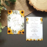 Sunflower Wedding Invitation Set or Evening Invitation, Reception Invites Including Envelopes, A6 Flat Card Wedding Invites