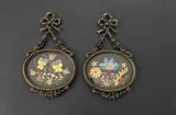 2 Handcrafted Pressed Flower Collages In Hanging Ornate Metal Wall Art