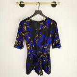 Yumi Kim S Midnight Carnation V Neck Floral Belted Pocket Liz Romper