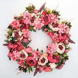 Peony Wreath 21" Floral Wreath Artificial Wreath for Front Door Wall Decor