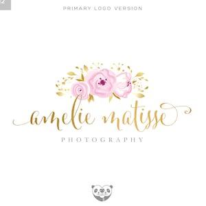 Flower Watercolor Logo, Floral Logo, Photography Logo, Watercolor Watermark, Roses Bouquet Logo, Photographer Logo Design Boutique Logo
