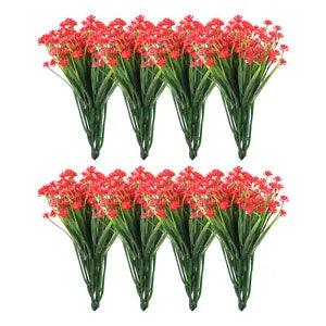 Artificial Flower Heads, Plastic Mini Peony Hydrangea Red Faux Flowers 24Pcs