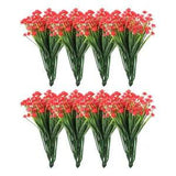 Artificial Flower Heads, Plastic Mini Peony Hydrangea Red Faux Flowers 24Pcs