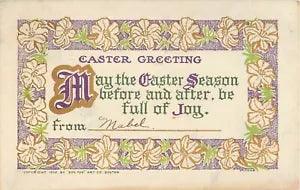 c1909 Bon Ton Art Co Arts & Crafts Postcard; Easter Greeting, Gold Lily Border