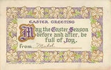 c1909 Bon Ton Art Co Arts & Crafts Postcard; Easter Greeting, Gold Lily Border