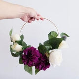 Flower Hoop, Peony, Roses, Burgundy, Wrist Corsage, Hoop Bouquet, Bridal Bouquet, Bridesmaids Bouquet, Silk Bouquet, Silk Flowers,  corsage