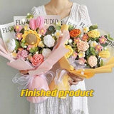 Handmade Crochet Sunflower Carnation Bouquet, Finished Product,Bouquet with lights,Valentine's Day gift,Father's Day Bouquet,Crochet Bouquet
