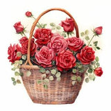 Red Roses in a Basket Watercolor Clipart, Watercolor Floral Clipart, Red Roses Bouquet Bundle, Red Flowers, Red Rose Bouquet, Commercial Use