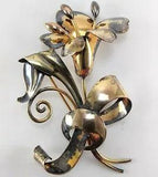 Vintage Carl Art 12k Gold Filled on Sterling Silver Lily Flower Brooch Pin