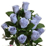 14 Dusty Blue Rose Buds, Silver Blue, Long Stems, Bush Bouquet, Artificial Roses, Silk Wedding Flowers, Fake Faux Stems, Wreath Supplies