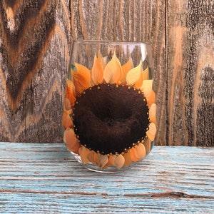 Sunflower Stemless wine glass. 17oz. Great gift idea for Fall,Thanksgiving and Sunflower lover gift