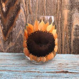 Sunflower Stemless wine glass. 17oz. Great gift idea for Fall,Thanksgiving and Sunflower lover gift