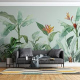 Green Banana Tropical Leaves Wallpaper Murals | Elegant Design Leaf Pattern