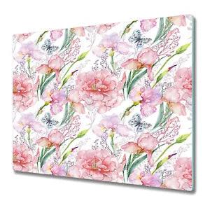 Tempered Glass Worktop Saver Peonies flowers Floral art 60x52