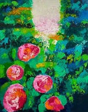 Original Abstract Impasto Painting: Serene Water Lilies Landscape in 3D
