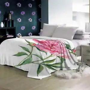 Dream Peony Flower Line Sky Line 3D Warm Plush Fleece Blanket Picnic Sofa Couch