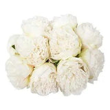 2Bouquet 10Heads Artificial Peony Silk Flower Leaf Home Office 10pcs White