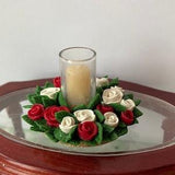 1:12 scale red and white roses miniature dolls house candle bouquet pretty  flowers decoration tiny table centrepiece candle Valentine??s Day