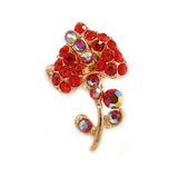 Tiny Red Crystal Calla Lily Pin Brooch (Gold Tone)