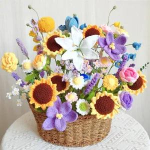 Hand Knitted Flower Yarn Crochet Flowers Hand Woven Bouquet Home Party Decor New