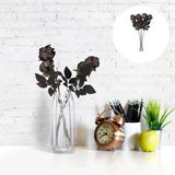 Black Flowers Artificial for Decoration Flannel Roses Peonies Home Halloween