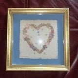 Vintage Framed Pressed Flowers. Heart. Wall Art. Wildflowers.