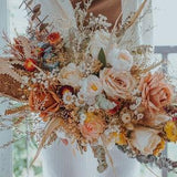 Summer Wedding bouquet / ivory rose / peach / yellow earth tone flower