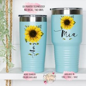 Sunflower Tumbler, Personalized Sunflower Cup, Floral Tumbler, Sunflower Gift, 30oz Tumbler, Sunflower Travel Mug, Personalized Tumbler