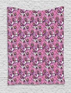 Watercolor Flowers Tapestry Wall Hanging Decoration for Room 2 Sizes Available