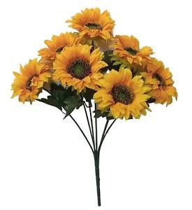Sunflower 20" Bush Silk Flower Yellow/Orange Large Blooms Home General Decor