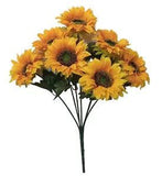 Sunflower 20" Bush Silk Flower Yellow/Orange Large Blooms Home General Decor