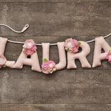 Felt name banner, Bouquet banner, Flower nursery decor, personalized gift, felt letters, baby girl gift, name garland, custom made banner