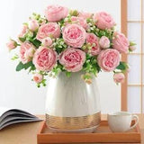 Artificial Flowers, 3 Pcs Pink Fake Peony Silk Flowers Bulk Flower Blush