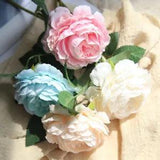 1 Head Artificial Peony Silk Flower Fake Leaf Home Wedding Party Decor Lots
