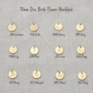 Birth Flowers Disc Pendant Necklace - Women Jewelry Accessories Necklaces 1pcs
