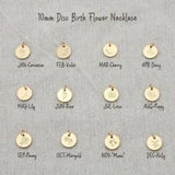Birth Flowers Disc Pendant Necklace - Women Jewelry Accessories Necklaces 1pcs