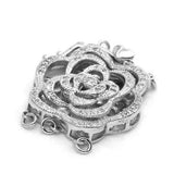 2Pcs 925 Sterling Silver Flower Peony Bracelet Necklace Buckle DIY Jewelry